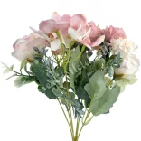 Peonia-rózsa-dália csokor, rózsaszín, 31 cm