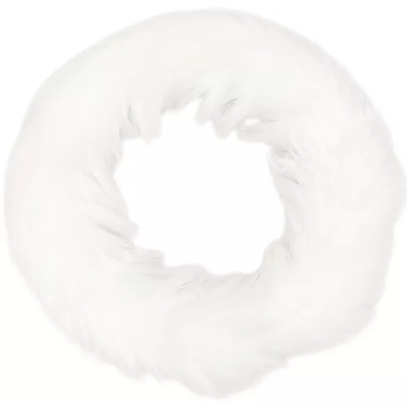Szőrmés félkoszorú alap, fehér, 25 cm