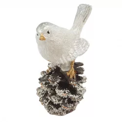Polyresin madárka tobozon, 8,5x10,5 cm