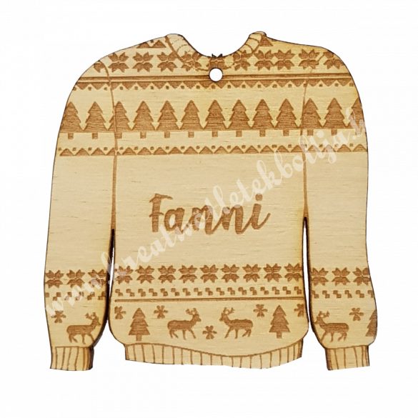 Egyedi feliratos karácsonyfadísz, skandináv pulóver