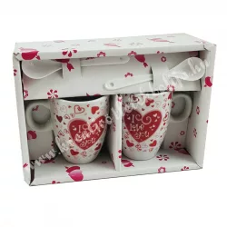   Bögre szett, "I love you" felirattal, 17x6x12 cm, 2 db/szett