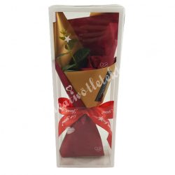 Szappanrózsa, dobozban, piros, 11,5x6x29 cm