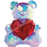 Akril maci led világítással, piros szívvel, 18x24 cm