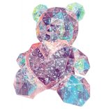 Akril maci led világítással, rózsaszín szívvel, 18x24 cm