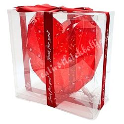 Akril szív led világítással, piros, 22x24 cm