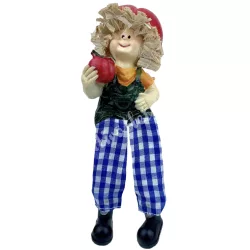Lógó lábú polyresin gyerek, almával, 5x16 cm
