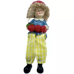 Lógó lábú polyresin gyerek, almával, 5x16 cm