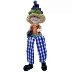 Lógó lábú polyresin gyerek, szőlővel, 5x18 cm