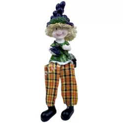 Lógó lábú polyresin gyerek, szőlővel, 5x17 cm