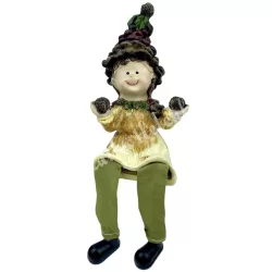 Lógó lábú polyresin gyerek, tobozzal, 6x19 cm