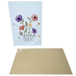 Kísérőkártya borítékkal, virág, 8,5x12,5 cm