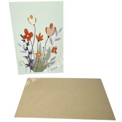 Kísérőkártya borítékkal, virág, 8,5x12,5 cm