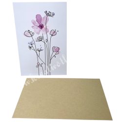 Kísérőkártya borítékkal, virág, 8,5x12,5 cm