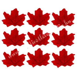 Dekorációs juharlevél, piros, 8x7 cm, 9 db/csomag