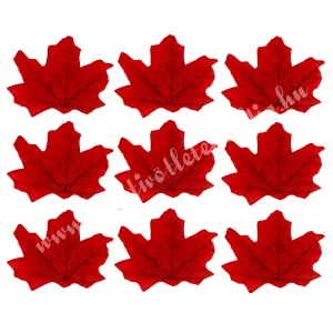 Dekorációs juharlevél, piros, 8x7 cm, 9 db/csomag