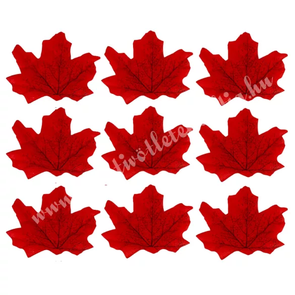 Dekorációs juharlevél, piros, 8x7 cm, 9 db/csomag
