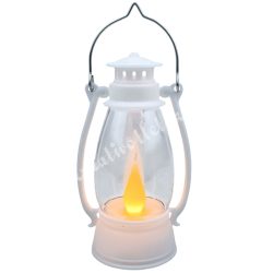   Műanyag olajlámpás LED világítással, fehér, 5,5x9,5 cm