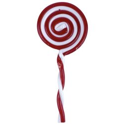 Műanyag nyalóka, piros-fehér, 5,5x13 cm