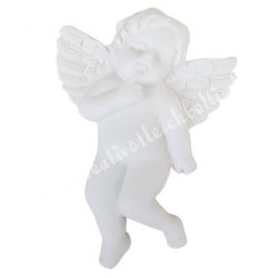 Polyresin angyal, gondolkodó, fehér, 3,5x5 cm