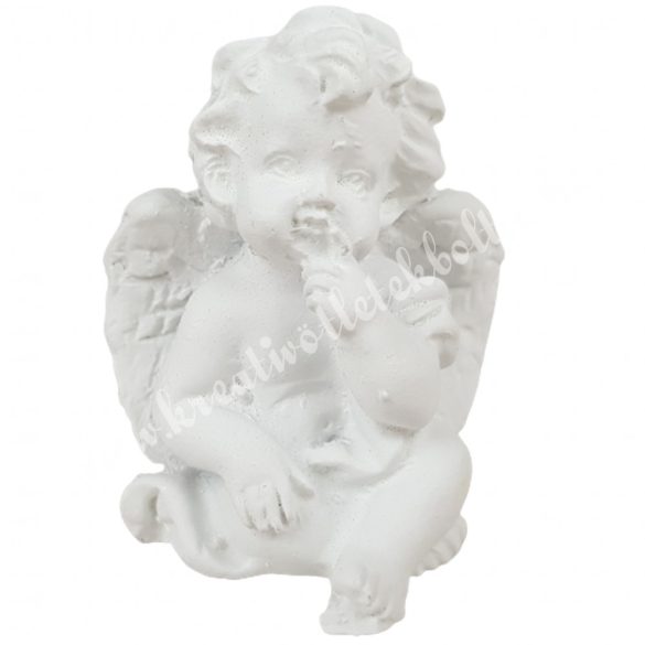 Polyresin ülő angyal, gondolkodó, 3,5x4,5 cm
