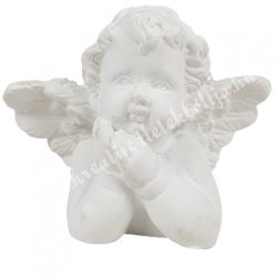 Polyresin könyöklő angyal, merengő, 3,5x4 cm