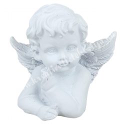Polyresin angyal, kedves, fehér, 7x6,5 cm