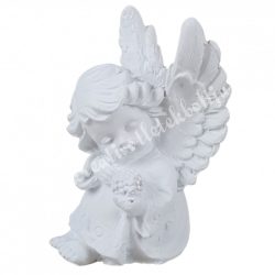 Polyresin ülő angyal, fehér, 4,5x7 cm