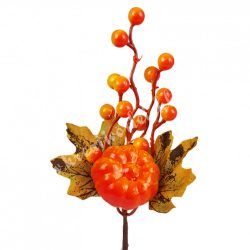   Beszúrós dísz, őszi pick bogyóval, levéllel és tökkel, 13x26 cm