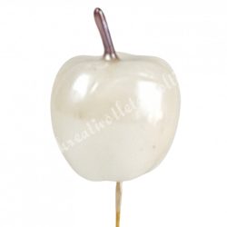 Betűzős alma, gyöngyház fehér, 3,3x4 cm