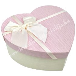 Szív alakú doboz, törtfehér-rózsaszín, 21,5x20x9 cm