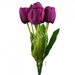 Tulipán csokor, lila, 43 cm