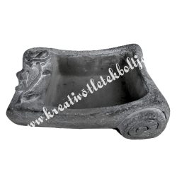 Kőkaspó, pergamen rózsával, 22x16 cm