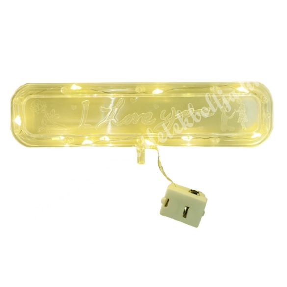 Akril tábla "I Love you" felirattal, LED-világítással, 16x4 cm