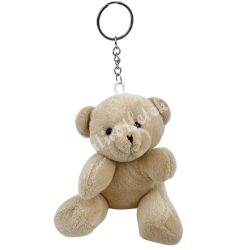 Kulcstartó, plüss maci, bézs, 9,5x9 cm
