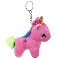 Kulcstartó plüss unikornis, pink, 12,5x11,5 cm
