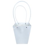 Papír virágtasak füllel, fehér, 9x10 cm