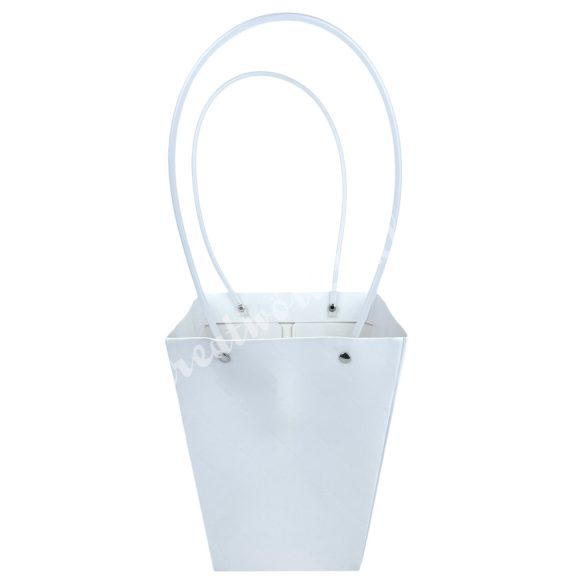 Papír virágtasak füllel, fehér, 9x10 cm