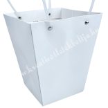 Papír virágtasak füllel, fehér, 9x10 cm