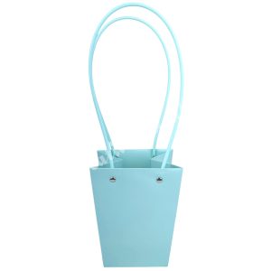 Papír virágtasak füllel, türkiz, 13x15,5 cm