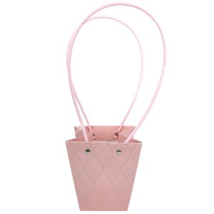 Papír virágtasak füllel, rózsaszín, 12x12,5 cm