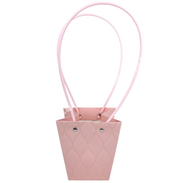 Papír virágtasak füllel, rózsaszín, 12x12,5 cm