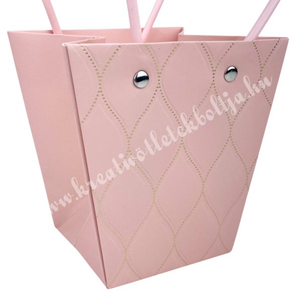 Papír virágtasak füllel, rózsaszín, 12x12,5 cm