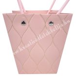 Papír virágtasak füllel, rózsaszín, 12x12,5 cm