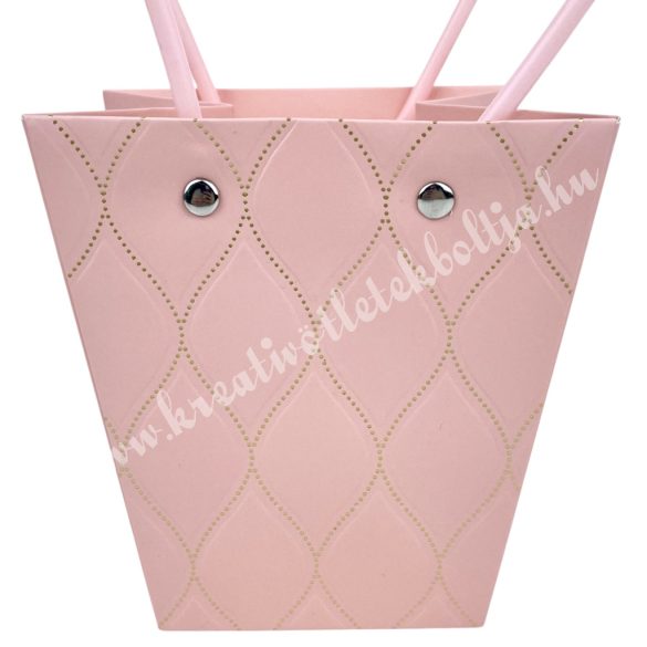 Papír virágtasak füllel, rózsaszín, 12x12,5 cm