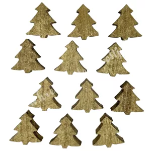 Fa fenyőfa arany, 2,5x2,5 cm, 12 db/csomag