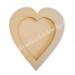 Fa képkeret, szív, 10x11 cm