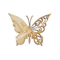 Fa pillangó, Sok szeretettel felirattal, 6x4,5 cm