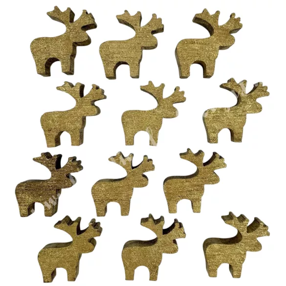 Fa szarvas, arany, 2,5x2,5 cm, 12 db/csomag