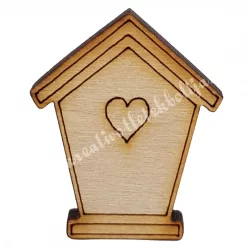 Fafigura, házikó, 3,3x3,3 cm
