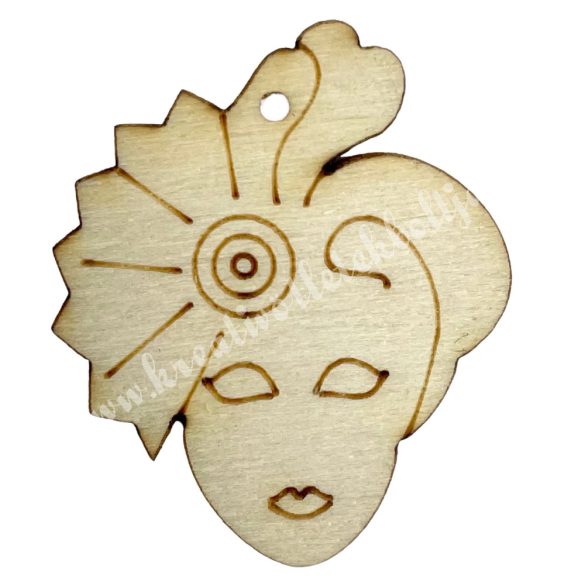 Fafigura, velencei maszk, női, 2,7x3,3 cm